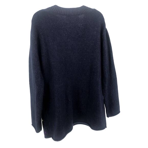 Zara Knit Oversized V-Neck Sweater Medium Blue Multicolor Sequin - Picture 7 of 7